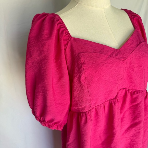 Nine West Baby Doll Mini Dress Hot Pink XL - Picture 2 of 10